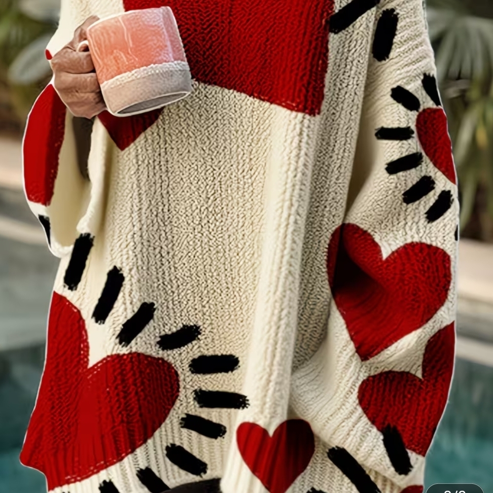 NEW Lightweight Heart V Neck Sweater
